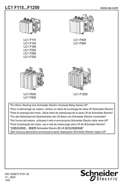 schneider施耐德ITeSys F - LC1 F115...F1250 - 说明页